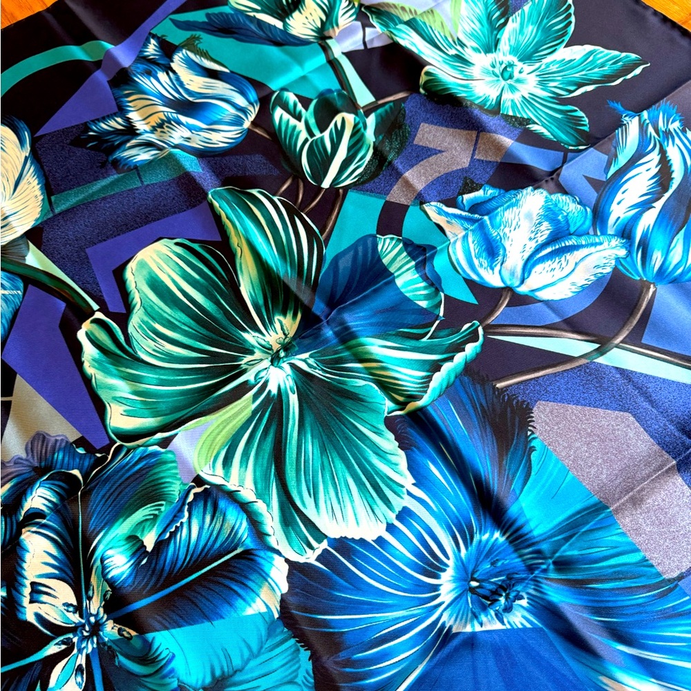 Vibrant Salvatore Ferragamo 90cm silk scarf